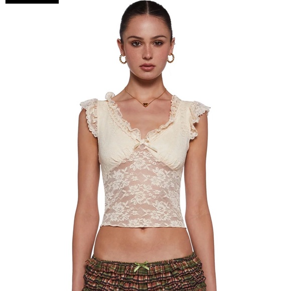 Dolls Kill Cream Lace Blouse - Picture 4 of 4